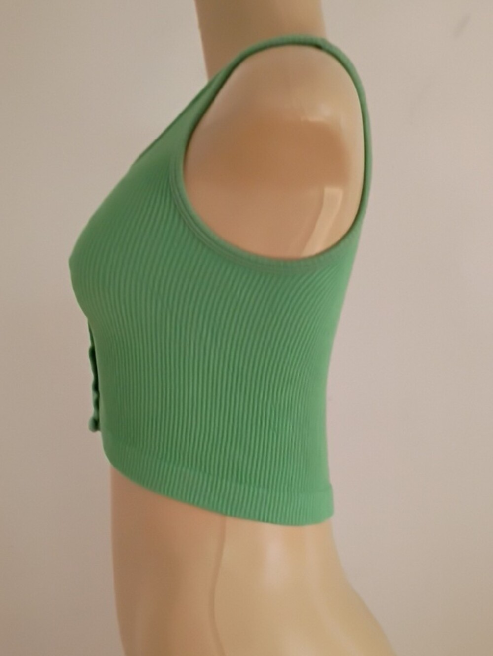 Full Tilt Lime Ribbed Snap-Front Cropped Tank - Picture 5 of 7